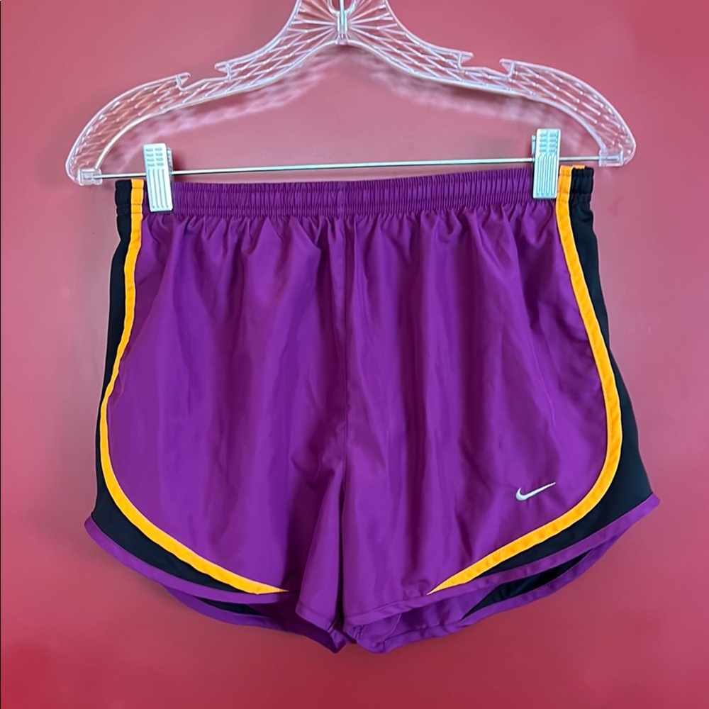 Nike Women's Athletic Shorts in Purple with Orange Trim